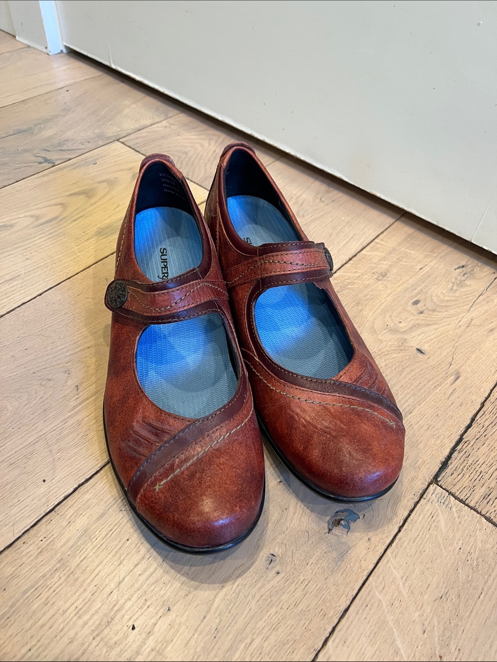 Aetrex Brown Leather Mary Jane Flats